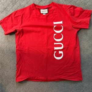 Gucci Bright Red Crewneck T-Shirt with White Accent